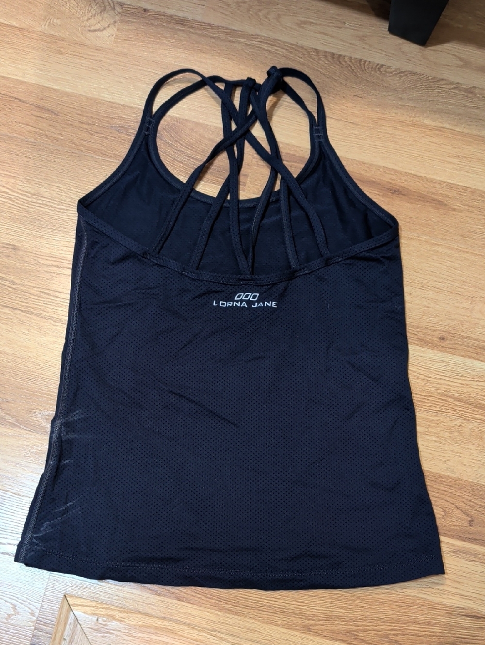 Lorna Jane Black Mesh Strappy Sports Tank